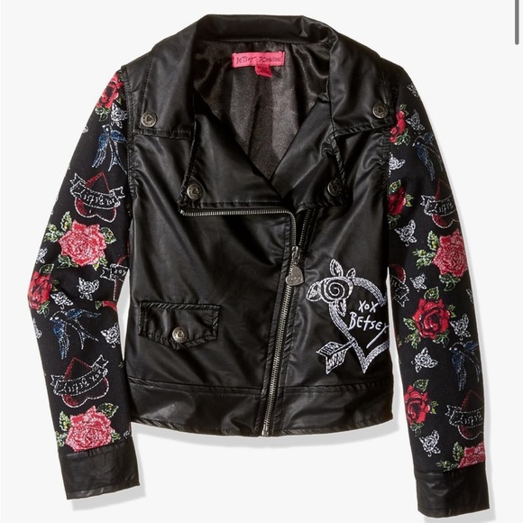 Betsey Johnson Kids Faux Leather Jacket Size S(7/8)